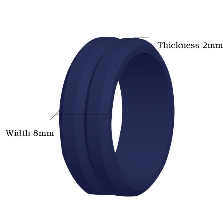 SiR053 V Shaped Grooved Edge Silicone Ring Outdoor Sports Couple Ring No.8(Deep Gray) - Rings by PMC Jewellery | Online Shopping South Africa | PMC Jewellery