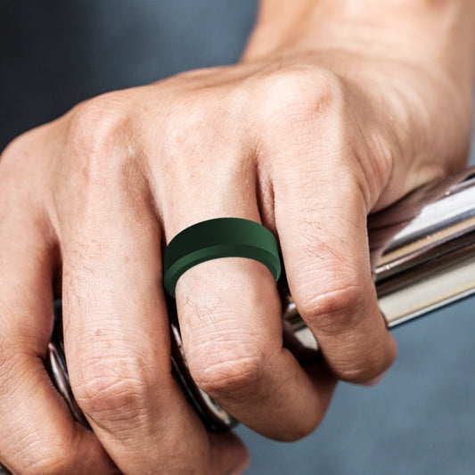 SIR062 8MM Wide Bevel Silicone Ring Sports Ring No.10(Forest Green) - Rings by PMC Jewellery | Online Shopping South Africa | PMC Jewellery