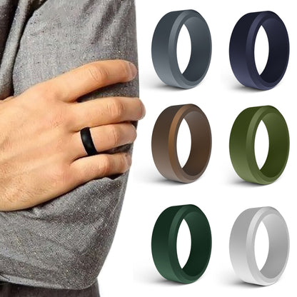 SIR062 8MM Wide Bevel Silicone Ring Sports Ring No.10(Black) - Rings by PMC Jewellery | Online Shopping South Africa | PMC Jewellery