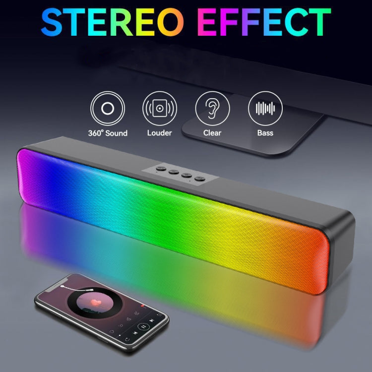 E-3562 Desktop Long Strip Multifunctional RGB Colorful Light Bluetooth Wireless Speaker(Black) - Desktop Speaker by PMC TechLife | Online Shopping South Africa | PMC TechLife