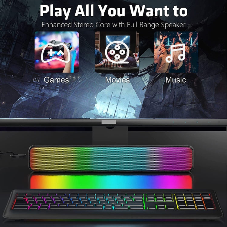 E-3562 Desktop Long Strip Multifunctional RGB Colorful Light Bluetooth Wireless Speaker(Black) - Desktop Speaker by PMC TechLife | Online Shopping South Africa | PMC TechLife