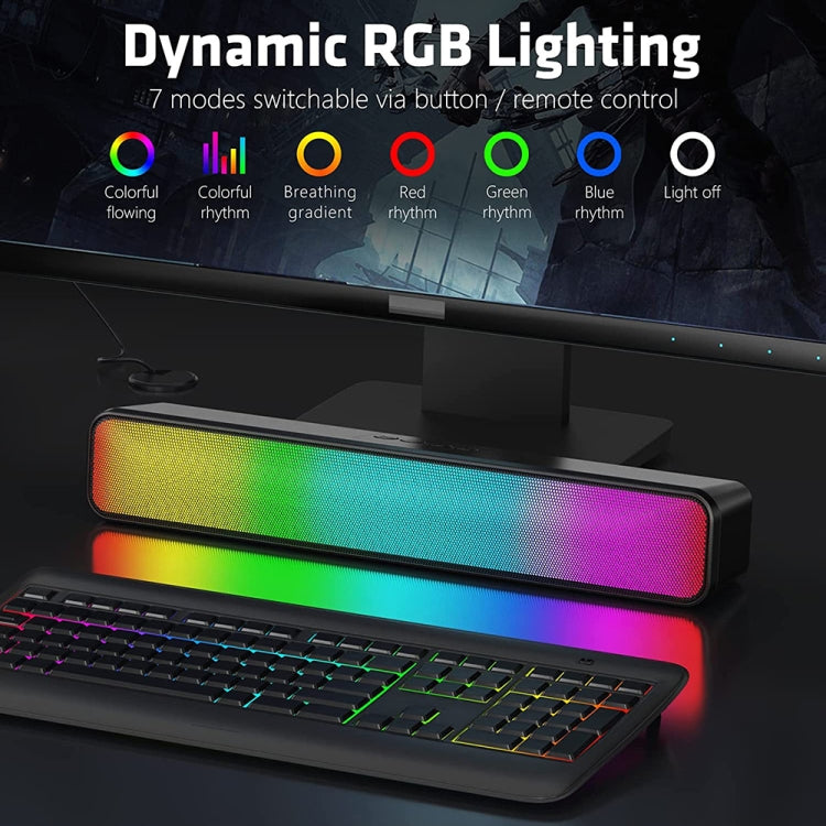 E-3562 Desktop Long Strip Multifunctional RGB Colorful Light Bluetooth Wireless Speaker(Black) - Desktop Speaker by PMC TechLife | Online Shopping South Africa | PMC TechLife