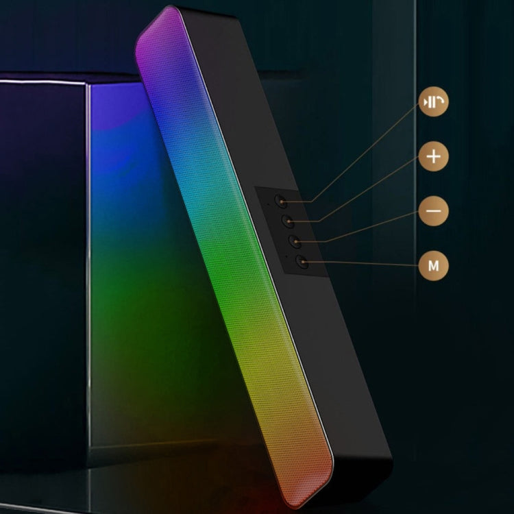 E-3562 Desktop Long Strip Multifunctional RGB Colorful Light Bluetooth Wireless Speaker(Black) - Desktop Speaker by PMC TechLife | Online Shopping South Africa | PMC TechLife