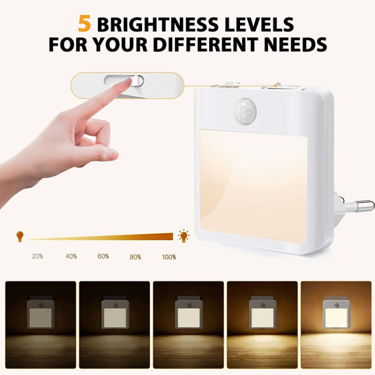 NL2101 Motion Sensor LED Night Light AC Plug Dimming Sleep Lights,Spec: Warm White EU Plug - Sensor LED Lights by PMC TechLife | Online Shopping South Africa | PMC TechLife | Buy Now Pay Later Mobicred