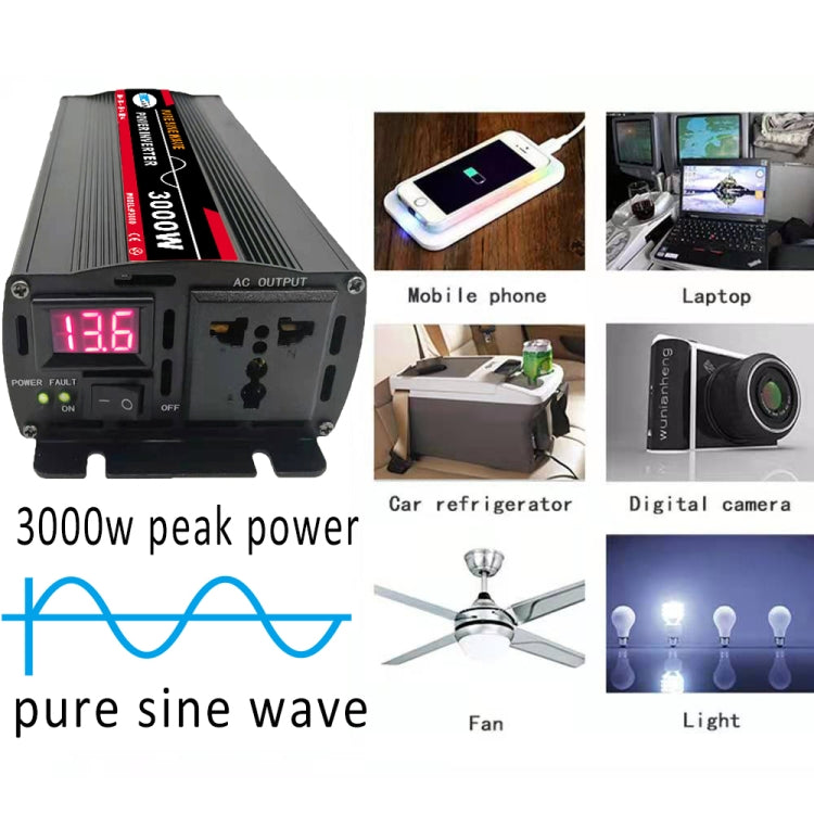 10000W (Actual 1500W) 12V to 220V High Power Car Sine Wave Inverter Power Converter - Pure Sine Wave by PMC Jewellery | Online Shopping South Africa | PMC Jewellery