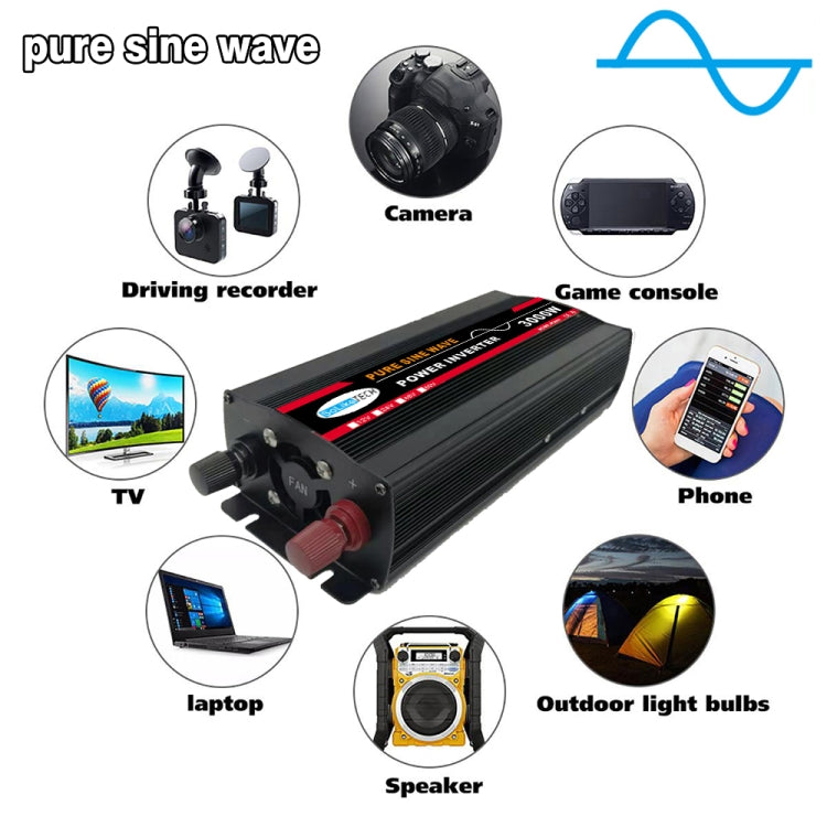 10000W (Actual 1500W) 12V to 220V High Power Car Sine Wave Inverter Power Converter - Pure Sine Wave by PMC Jewellery | Online Shopping South Africa | PMC Jewellery