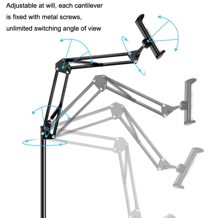 155cm Mobile Phone Tablet Live Broadcast Bedside Lifting Bracket Cantilever Floor Stand (Black) - Lazy Bracket by PMC TechLife | Online Shopping South Africa | PMC TechLife
