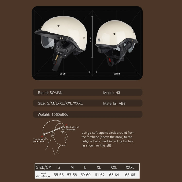 SOMAN Motorcycle Half Helmet Adjustable Helmet With Inner Mirror, Size: XL(Cement Gray with Transparent Mirror) - free shipping - PMC TechLife - Order now!