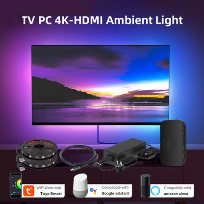 HDMI 2.0-PRO Smart Ambient TV Led Backlight Led Strip Lights Kit Work With TUYA APP Alexa Voice Google Assistant 2 x 1m(EU Plug) - Casing Waterproof Light by PMC Jewellery | Online Shopping South Africa | PMC Jewellery