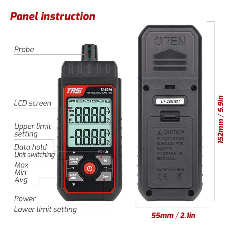 TASI TA621A Digital Dew Point Thermometer Ambient Temperature Humidity Gauge - Thermostat & Thermometer by TASI | Online Shopping South Africa | PMC TechLife | Buy Now Pay Later Mobicred