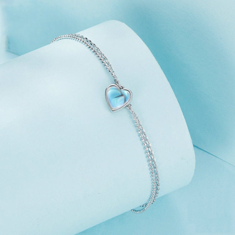 SCT024 Sterling Silver Heart Double Layer Anklet - Anklets by PMC Jewellery | Online Shopping South Africa | PMC Jewellery