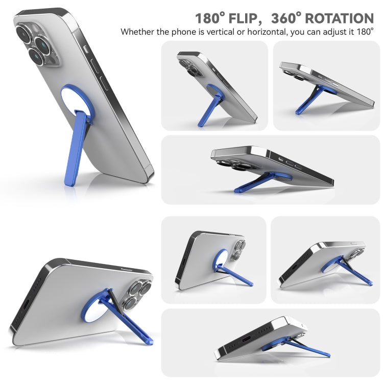 Aluminum Alloy Mobile Phone Bracket Ultra-thin Rotating Back Stick Lollipop Mirror Bracket(Blue) - Desktop Holder by PMC TechLife | Online Shopping South Africa | PMC TechLife