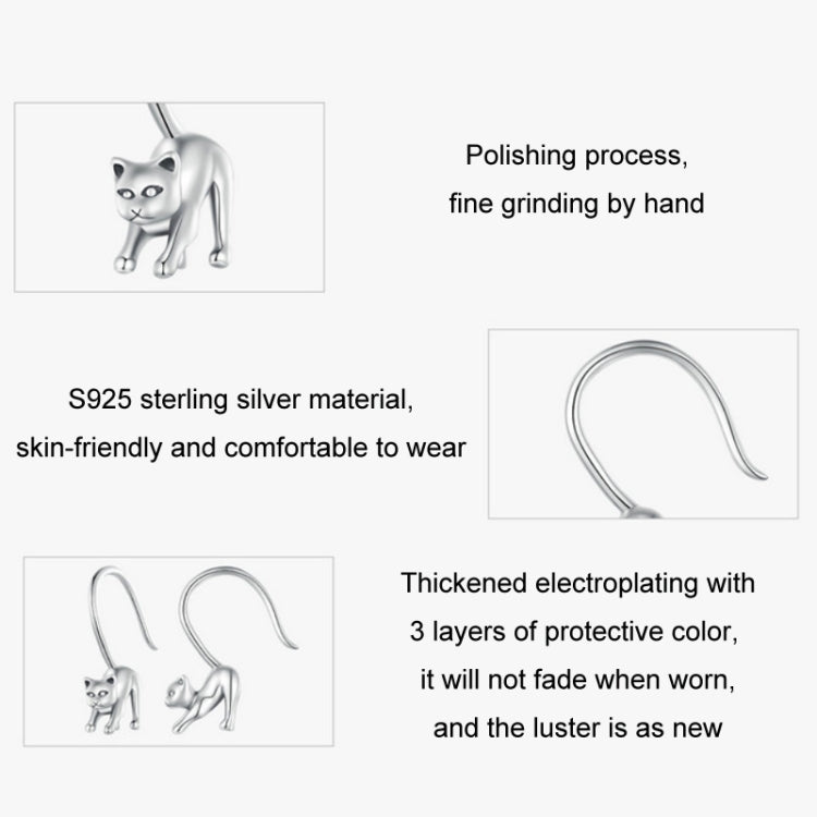 SCE1618 Sterling Silver S925 Cute Cat Open Earrings - Stud Earrings & Earrings by PMC Jewellery | Online Shopping South Africa | PMC Jewellery