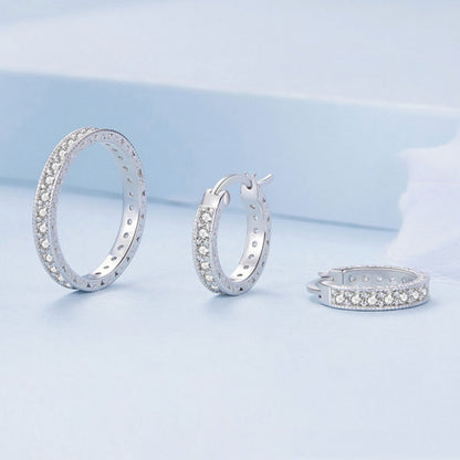 Sterling Silver Fine Sparkle Zirconia Stud Earrings Ring Set(No. 8) - Jewelry Sets by PMC Jewellery | Online Shopping South Africa | PMC Jewellery