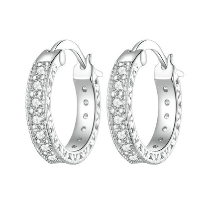 S925 Sterling Silver Simple Fine Flash Zircon Earrings - Stud Earrings & Earrings by PMC Jewellery | Online Shopping South Africa | PMC Jewellery