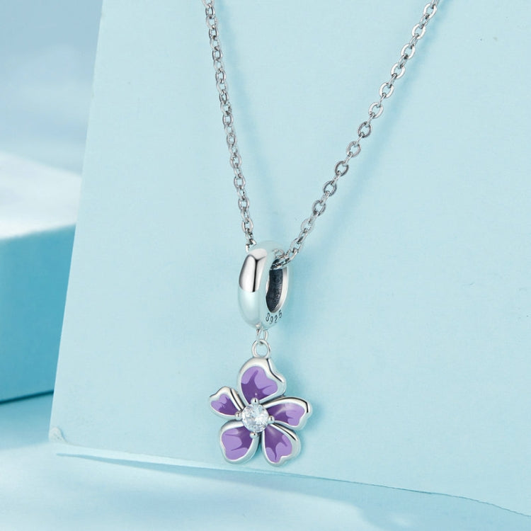 S925 Sterling Silver Purple Flower Pendant DIY Bracelet Accessories Beads - Jewelry Accessories by PMC Jewellery | Online Shopping South Africa | PMC Jewellery