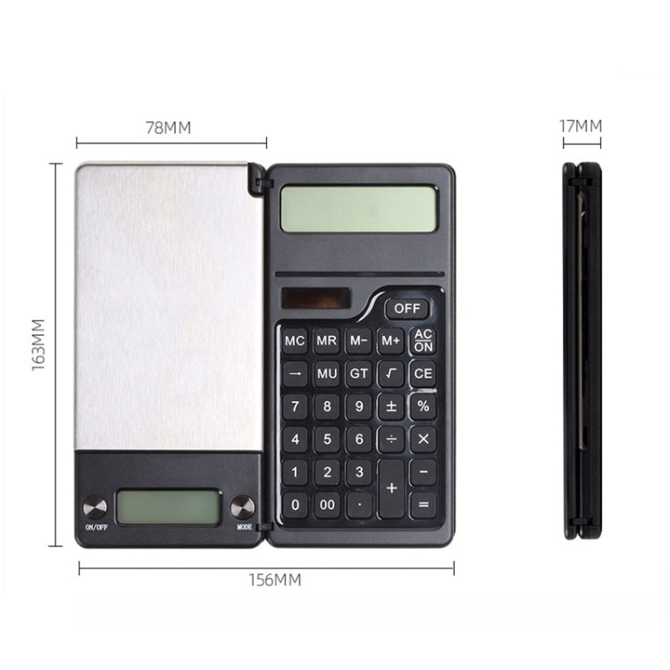 0.1g/1kg Kitchen Digital Scale Pocket Scale With Solar Calculator(Black) - Jewelry Scales by PMC Jewellery | Online Shopping South Africa | PMC Jewellery