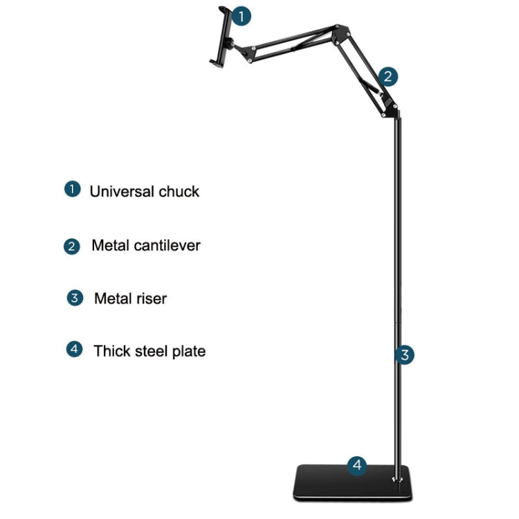 175cm Mobile Phone Tablet Live Broadcast Bedside Lifting Bracket Cantilever Floor Model (White) - Lazy Bracket by PMC TechLife | Online Shopping South Africa | PMC TechLife