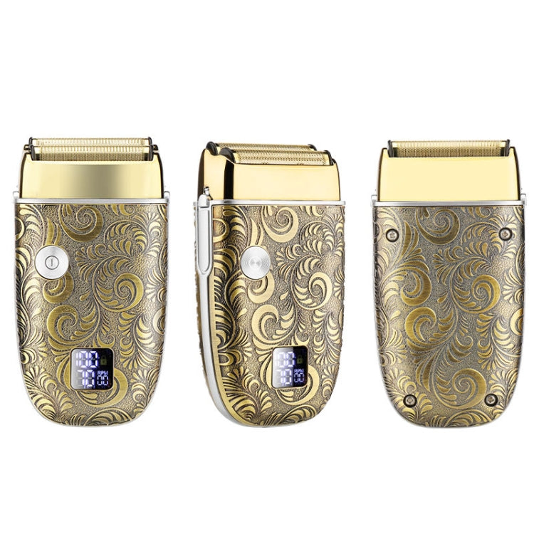 Men Electric Shaver Full Metal Body Reciprocating Shaver(Gold+Knife Net) - Electric Shavers by PMC Jewellery | Online Shopping South Africa | PMC Jewellery