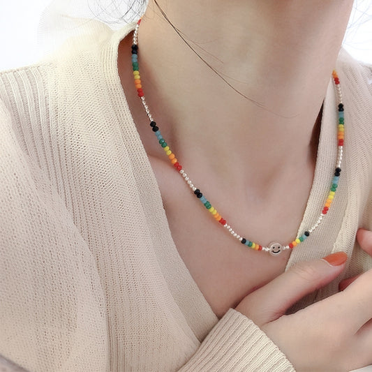 Colorful Beaded Smiley Necklace Womens Clavicle Chain, Style: Extend Chain Style - Necklaces & Pendants by PMC Jewellery | Online Shopping South Africa | PMC Jewellery