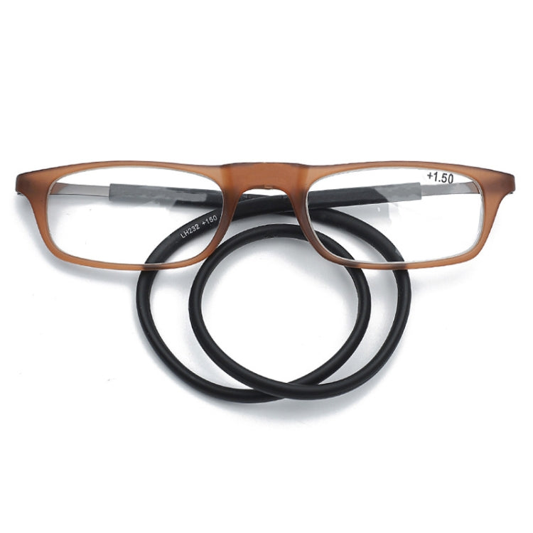 Portable Magnetic Hanging Neck Retractable Reading Glasses +175(Brown Frame Black Legs) - Presbyopic Glasses by PMC Jewellery | Online Shopping South Africa | PMC Jewellery