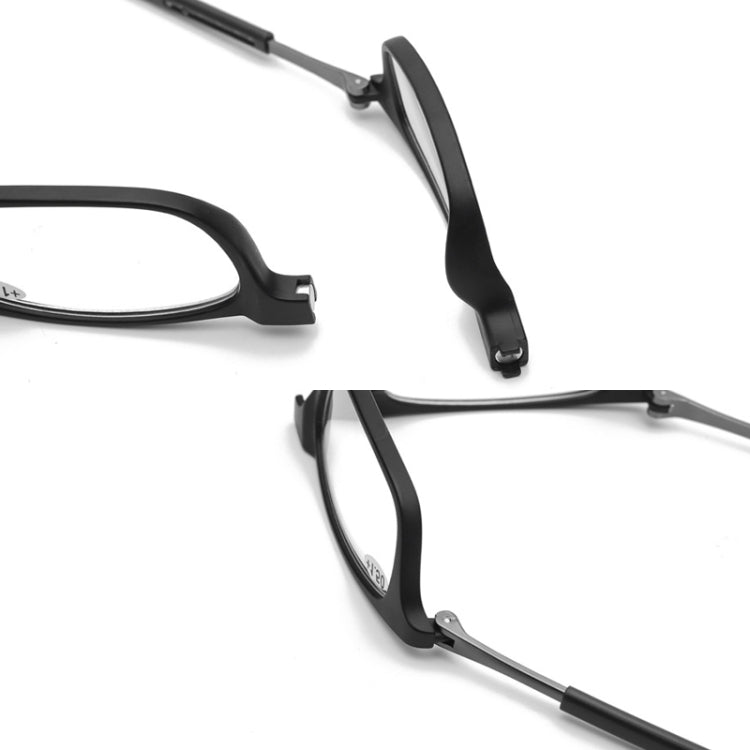 Portable Magnetic Hanging Neck Retractable Reading Glasses +175(Black Frame Gray Legs) - Presbyopic Glasses by PMC Jewellery | Online Shopping South Africa | PMC Jewellery