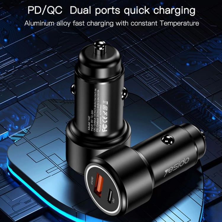 Yesido Y42 PD+QC3.0 Car Charger Cigarette Lighter 42W Fast Charger(Black) - Car Charger by Yesido | Online Shopping South Africa | PMC Jewellery