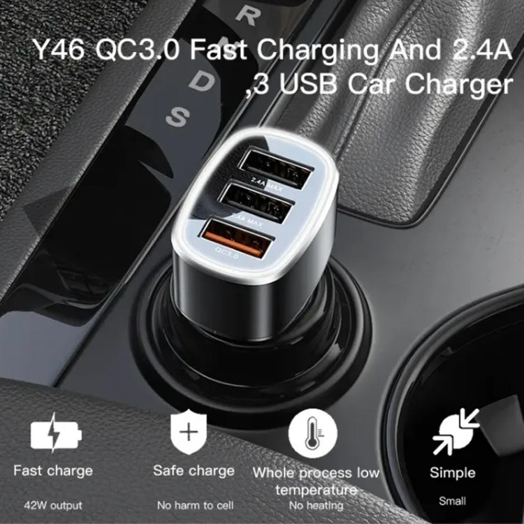 Yesido Y46 42W 3 USB Port Car Fast Charger(Black) - Car Charger by Yesido | Online Shopping South Africa | PMC Jewellery