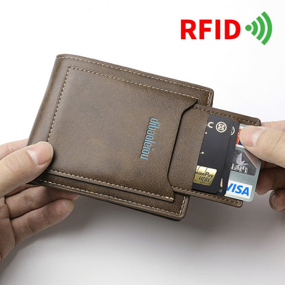 DEABOLAR RFID Anti-theft Men Wallet Retro Multifunctional Card Holder Coin Purse(Black) - Antimagnetic RFID Package by DEABOLAR | Online Shopping South Africa | PMC Jewellery | Buy Now Pay Later Mobicred