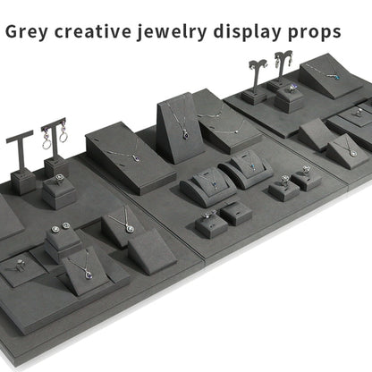 8x3x19.5cm Display Holder Gray Jewelry Display Microfiber Jewelry Props Display Rack - Jewelry Storages by PMC Jewellery | Online Shopping South Africa | PMC Jewellery