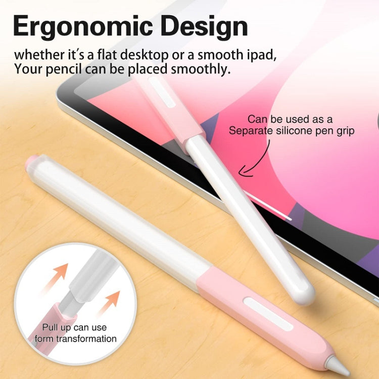 For Apple Pencil 2 Non-Slip Anti-Fall Translucent Segmented Pen Case(Crescent White) - Pencil Accessories by PMC Jewellery | Online Shopping South Africa | PMC Jewellery