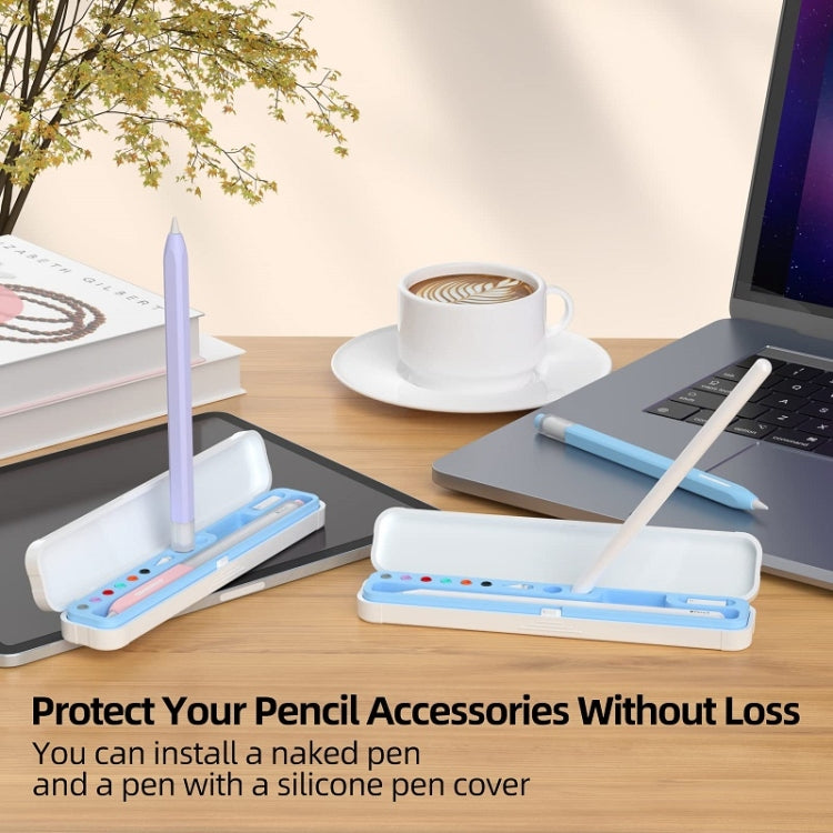 For Apple Pencil 1/2 Capacitance Pen Adapter Accessory Storage Box(Crescent White) - Pencil Accessories by PMC Jewellery | Online Shopping South Africa | PMC Jewellery