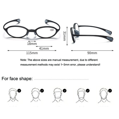 Portable Magnifying Glass Presbyopic Glasses Silicone Anti-Blue Light Reading Glasses, Degree: +250(Light Green) - Presbyopic Glasses by PMC Jewellery | Online Shopping South Africa | PMC Jewellery