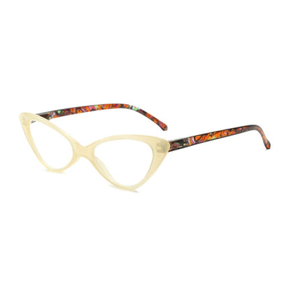 Street Stall Triangular Cat Eye Presbyopic Glasses, Degree: +250(Light Yellow) - Presbyopic Glasses by PMC Jewellery | Online Shopping South Africa | PMC Jewellery