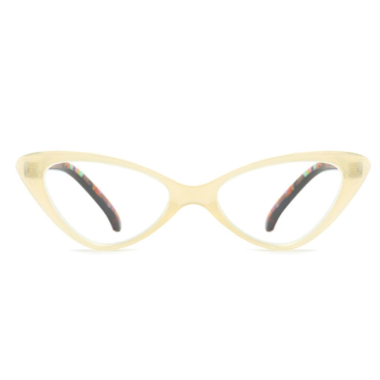 Street Stall Triangular Cat Eye Presbyopic Glasses, Degree: +250(Light Yellow) - Presbyopic Glasses by PMC Jewellery | Online Shopping South Africa | PMC Jewellery