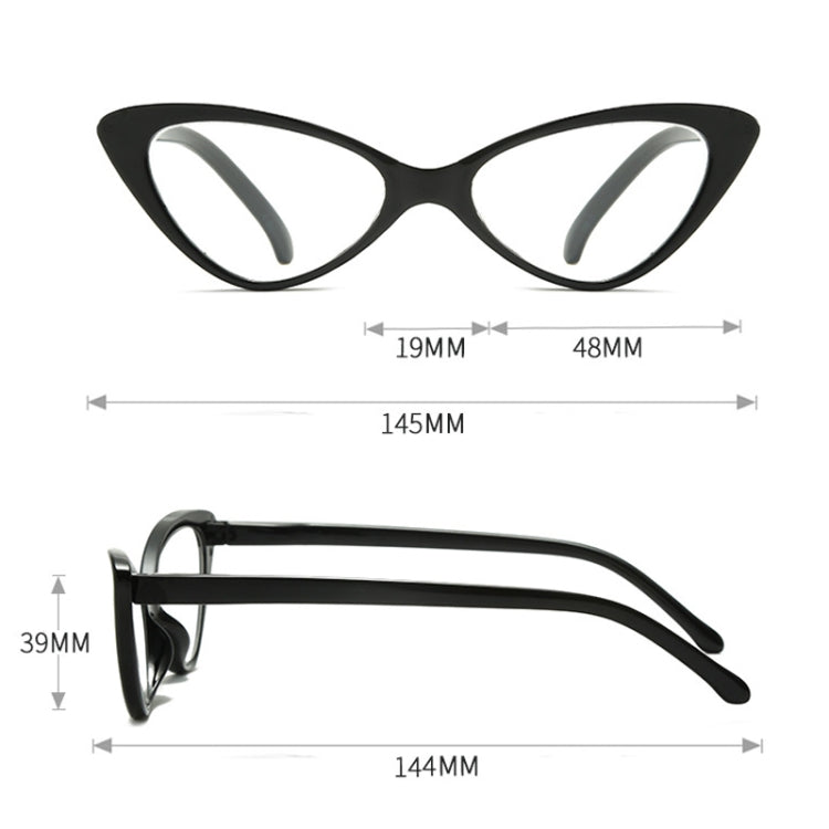 Street Stall Triangular Cat Eye Presbyopic Glasses, Degree: +150(Light Yellow) - Presbyopic Glasses by PMC Jewellery | Online Shopping South Africa | PMC Jewellery