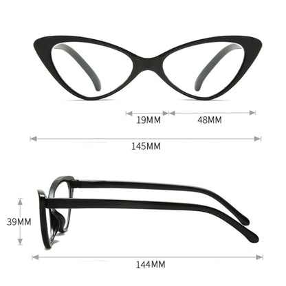 Street Stall Triangular Cat Eye Presbyopic Glasses, Degree: +150(Black) - Presbyopic Glasses by PMC Jewellery | Online Shopping South Africa | PMC Jewellery