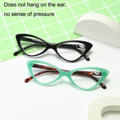 Street Stall Triangular Cat Eye Presbyopic Glasses, Degree: +400(Light Green) - Presbyopic Glasses by PMC Jewellery | Online Shopping South Africa | PMC Jewellery