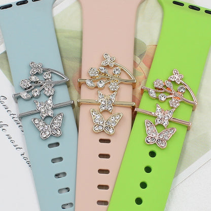 3pcs/Set Smart Watch Silicone Watch Band Decorative Ring Butterfly Buckle Watch Band Decorations(2) - Watch Accessories & Parts by PMC Jewellery | Online Shopping South Africa | PMC Jewellery