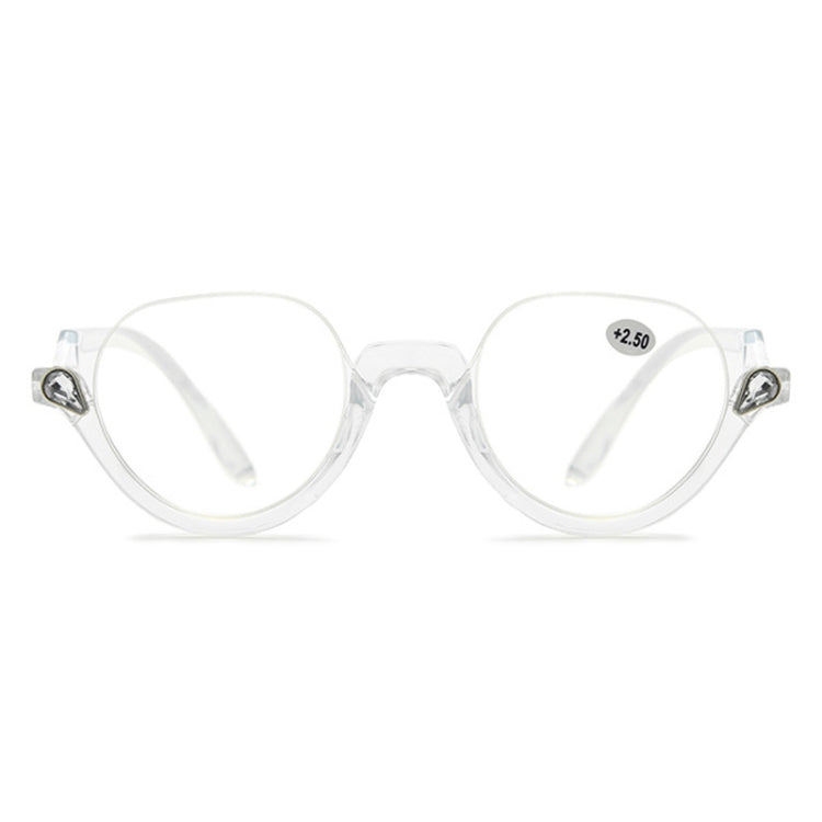 Diamond Studded Cat Eye Presbyopic Glasses Half-frame Fish-filament Glasses Unisex, Degree: +300(Transparent) - Presbyopic Glasses by PMC Jewellery | Online Shopping South Africa | PMC Jewellery