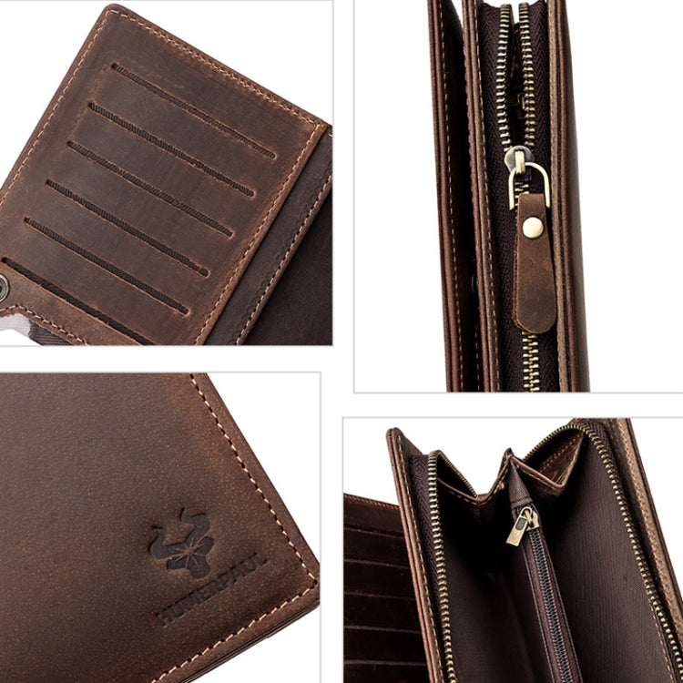 HUMERPAUL RFID Large Capacity Leather Wallet Long Men Pump Mobile Phone(Brown) - free shipping - PMC TechLife - Order now!