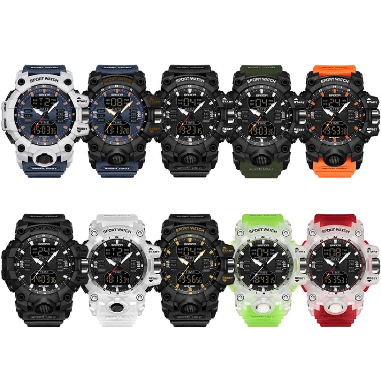 SANDA Green Light Alarm Clock Multifunctional Waterproof Shockproof Transparent Watch(Black Gold) - Silicone Strap Watches by SANDA | Online Shopping South Africa | PMC Jewellery | Buy Now Pay Later Mobicred