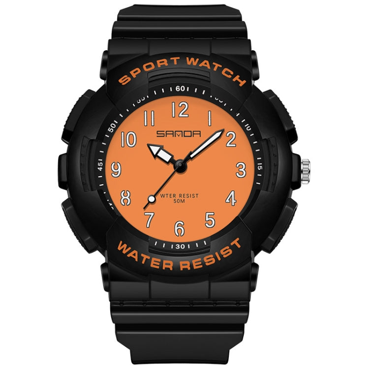 SANDA Small Fresh Digital All-match Waterproof Luminous Student Watch(Black Orange) - LED Digital Watches by SANDA | Online Shopping South Africa | PMC Jewellery