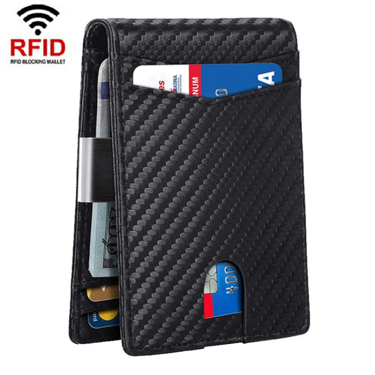 RFID Anti-Magnetic And Anti-Theft Leather Multi-Card Credit Card Wallet Coin Purse(Carbon Fiber Black+Black Inside) - Antimagnetic RFID Package by PMC Jewellery | Online Shopping South Africa | PMC Jewellery | Buy Now Pay Later Mobicred