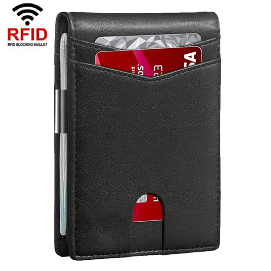 RFID Anti-Magnetic And Anti-Theft Leather Multi-Card Credit Card Wallet Coin Purse(Black) - Antimagnetic RFID Package by PMC Jewellery | Online Shopping South Africa | PMC Jewellery | Buy Now Pay Later Mobicred