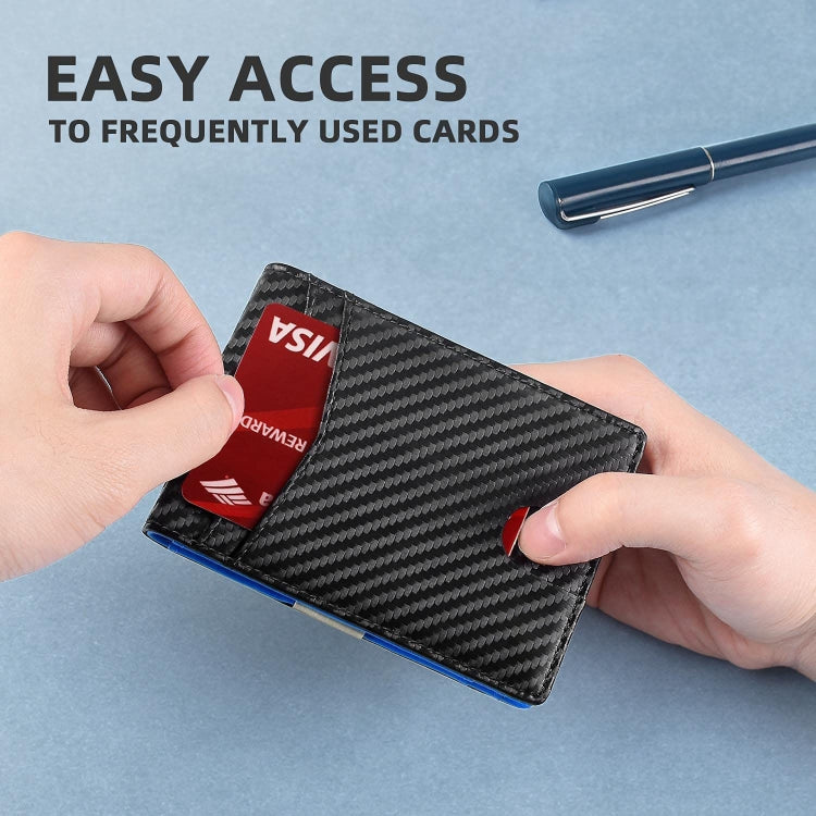 RFID Anti-Magnetic And Anti-Theft Leather Multi-Card Credit Card Wallet Coin Purse(Carbon Fiber Black+Orange Inside) - Antimagnetic RFID Package by PMC Jewellery | Online Shopping South Africa | PMC Jewellery | Buy Now Pay Later Mobicred