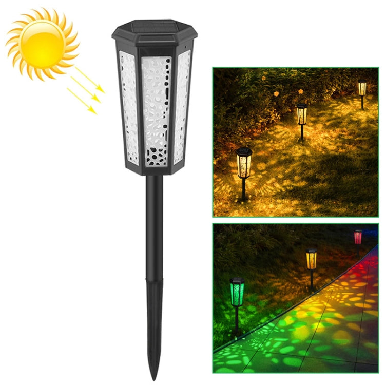 Hexagonal Hollow Solar Ground Lawn Lamp LED Outdoor Waterproof Decorative Garden Light(Warm Light + RGB) - Solar Lights by PMC Jewellery | Online Shopping South Africa | PMC Jewellery | Buy Now Pay Later Mobicred