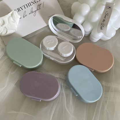 Cream Color Portable Contact Lens Case With Mirror, Color Random Delivery - Eyeglass Storages by PMC Jewellery | Online Shopping South Africa | PMC Jewellery