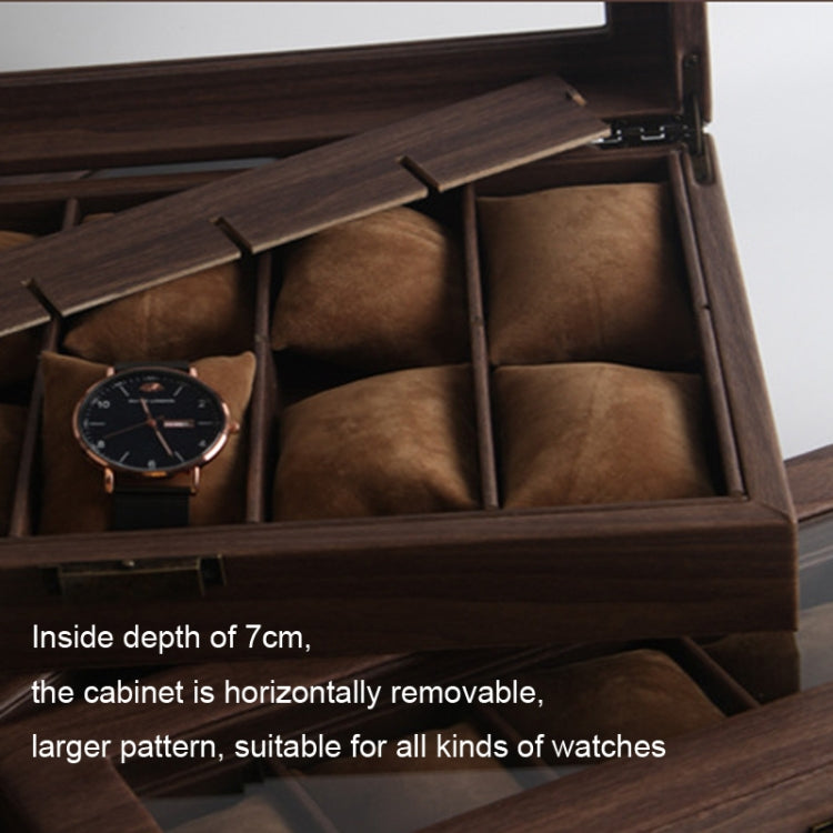 Wood Grain Leather Watch Display Box Watch Storage Case Jewelry Box, Style: 10 Digit Long - Watch Storages by PMC Jewellery | Online Shopping South Africa | PMC Jewellery