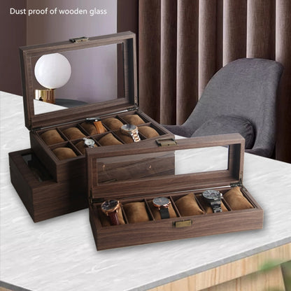 Wood Grain Leather Watch Display Box Watch Storage Case Jewelry Box, Style: 2 Digit Long - Watch Storages by PMC Jewellery | Online Shopping South Africa | PMC Jewellery